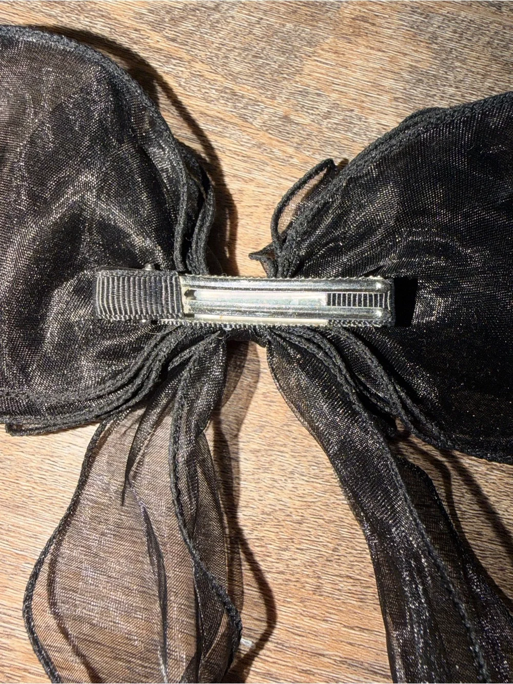 Black Sheer Ribbon Bow Hair Clip - Women's Hair Accessory